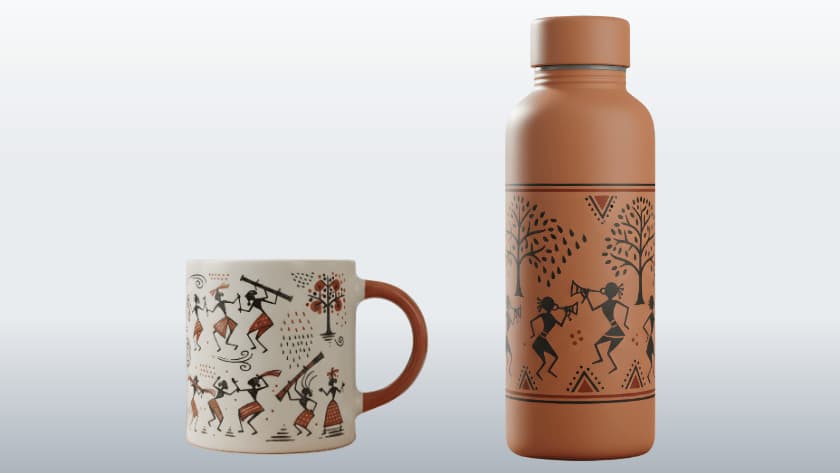 Warli mug and bottle
